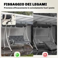 Outsunny Cuscino da Giardino in Stile Capitonné per 2 Persone con 6 Lacci, in Cotone e Poliestere, 150x98x8 cm, Grigio Scuro(m-6)