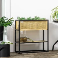 Outsunny Jardinière sur pieds rectangulaire avec étagère inférieure carré potager extérieur métal et bois 55 x 20 x 56 cm(m-10)