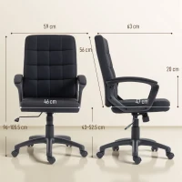 Vinsetto Scaun de birou rotativ tapițat în stofă cu aspect de in sintetic, înălțime reglabilă, basculant, spătar mediu, cotiere, negru(m-3)