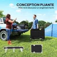 Outsunny Lit de camping pliable lit de camp pour adultes portable avec oreiller amovible rembourrage mousse 183 x 66 x 33 cm noir(m-4)