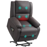 HOMCOM Poltrona Relax Alzapersona Reclinabile a 155° con 8 Punti Massaggio e Riscaldamento, Marrone(m-11)