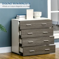 HOMCOM Cómoda con 4 Cajones Moderna Cajonera para Salón para Dormitorio Pasillo 76x35x72 cm Gris y Blanco(m-6)