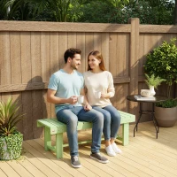 Outsunny Wooden Garden Bench, Backless Outdoor Loveseat with Slatted Seat, Light Green(m-8)