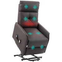 HOMCOM Poltrona Relax Alzapersona e Reclinabile con 8 Punti Massaggio e Riscaldamento, 2 Telecomandi, Marrone(m-11)