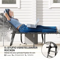 Outsunny Sonnenliege klappbar Gartenliege mit Kopfkissen, Liegestuhl mit 5-Fach verstellbare Rückenlehne bis 120 kg(m-4)