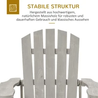 Outsunny Adirondack Stuhl wetterfest Adirondack Chair aus Holz Outdoor Gartenstuhl mit Hoher Rückenlehne Armlehnen(m-5)