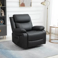 HOMCOM Fauteuil de massage et relaxation électrique inclinable pivotant repose-pied télécommande noir(m-10)