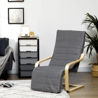 HOMCOM Fauteuil Luxe Confort et Relaxation avec Repose-Pied réglable déhoussable 94 x 66,5 x 100 cm cm Bois Massif Gris(m-10)
