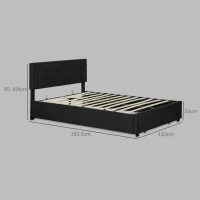 HOMCOM Double Ottoman Bed Frame, with Front Drawer - Black(m-3)