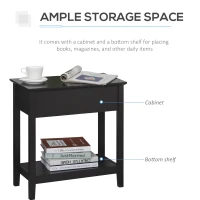 HOMCOM End Table, Narrow Side Table with Flip Top , Shelf, Dark Coffee(m-6)