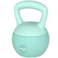 SPORTNOW Pesa Rusa 12 kg Kettlebell Relleno de Arena Metálica Mango Antideslizante para Entreno en Casa 21x21x30 cm Verde(m-11)