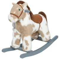 AIYAPLAY Baby Rocking Horse, Plush Animal Rocker with Realistic Sound and Toy, Rocking Toy Chair for Kids Aged 2-5, Brown(m-11)