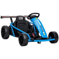 AIYAPLAY 24V Elektro-Go-Kart zum Fahren und Driften, Nylon-Reifen, Sicherheitsgurt, Hupe, Musik für 8-12 Jahre Blau(m-11)