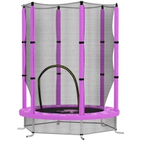AIYAPLAY 4.6ft Toddler Trampoline w/ Safety Enclosure Net, for Indoor Outdoor Use, Ages 3-6 Years, Purple(m-11)