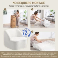 HOMCOM Sillón de Lectura Tapizado en Borreguito Diseño Curvo Acolchado Grueso No Requiere Montaje Crema(m-6)