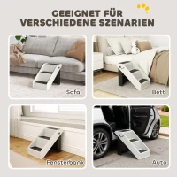 PawHut Hundetreppe 3 Stufen 36,5 cm Hoch Haustiertreppe für Kleine Hunde klappbar für Bett, Sofa, Couch Auto Cremeweiß(m-6)