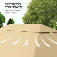 Outsunny Tetto di Ricambio per Gazebo 4x3 m Anti UV in Poliestere con Presa d'Aria, Khaki(m-5)