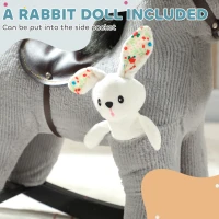 AIYAPLAY Baby Rocking Horse, Plush Ride on Toy with Handle Grip, Sound and Doll, Toddler Animal Rocker for Kids Aged 2-5, Grey(m-7)