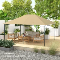 Outsunny Tetto di Ricambio per Gazebo 4x3 m Anti UV in Poliestere con Presa d'Aria, Khaki(m-9)