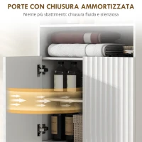 HOMCOM Mobiletto Bagno Moderno con 2 Ripiani Aperti e Armadietto con Ante Ammortizzate, 60x31.8x93 cm, Bianco(m-6)