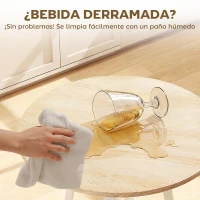 HOMCOM Mesa Alta Cocina Redonda con Estante de Almacenamiento Moderna para 2 Personas 55x55x95 cm Madera Natural y Blanco(m-5)