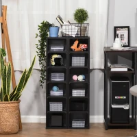HOMCOM Lot de 2 étagères colonnes armoire de rangement CD-DVD 12 compartiments 21 x 22,5 x 88,5 cm capacité 204 CD noir(m-10)