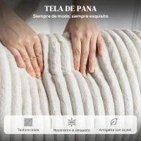 HOMCOM Sillón Relax Reclinable Manual Tapizado en Pana Instalación Rápida Reposapiés Acolchado Grueso Crema(m-7)