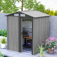 Outsunny Casetta da Giardino Porta Attrezzi in Acciaio con Tetto Inclinato e 4 Prese d'Aria, 152x132x188 cm, Grigio(m-9)