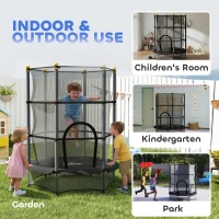 HOMCOM 4.6FT/55" Kids Trampoline with Enclosure Net, Outdoor Indoor Use, for Ages 3-10 Years, Black(m-9)