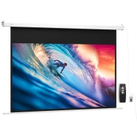 HOMCOM Projektorleinwand 213,36 cm mit Fernbedienung, aus PVC und Metall, 212x8x150 cm, Weiß(m-1)