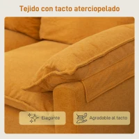 HOMCOM Sofá de 2 Plazas Tapizado en Terciopelo con Patas de Metal Reposabrazos Acolchado 130x77x84 cm Amarillo(m-7)