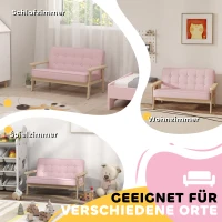 AIYAPLAY Kindersessel, Kindersofa mit Holzrahmen, Samtoptik, gepolstert, für Kinder von 3-15 Jahren Rosa(m-6)