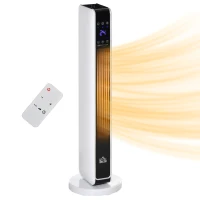 HOMCOM Indoor Tower Space Heater with 2 Heater 1100W/2200W and Fan, Floor Electric Heater for Office, with Timer, Remote(m-10)