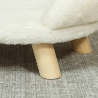 PawHut Huisdierbed voor katten en honden tot 5 kg/30 cm, wasbare pluche hoes, crèmekleurig, 47 x 40 x 20 cm(m-8)