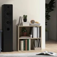 HOMCOM Bibliothèque étagère de rangement avec 2 compartiments et étagère réglable, 60 x 24 x 63 cm, effet bois naturel(m-10)