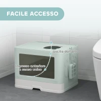 PawHut Lettiera per Gatti Chiusa con Coperchio e Doppia Entrata, Cassetto Estraibile, Paletta e Spazzola, Verde(m-5)