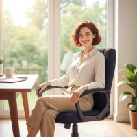 Vinsetto Chaise de Bureau Pivotante Revêtue en Lin Synthétique Hauteur Réglable Basculante Dossier Moyen Accoudoirs Noir(m-5)