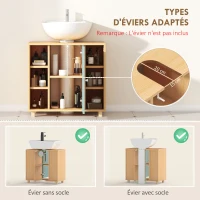 HOMCOM Meuble sous lavabo, meuble de salle de bain avec 6 étagères ouvertes et porte à fermeture amortie 60 x 33 x 57 cm, vert(m-4)