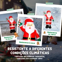 Outsunny Pai Natal Insuflável 240 cm com Bastão Luzes LED e Inflador Elétrico Decoração Natalícia para Exteriores e Interiores Multicor(m-7)
