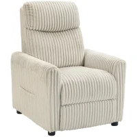 HOMCOM Sillón Relax Reclinable Manual Tapizado en Pana Instalación Rápida Reposapiés Acolchado Grueso Crema(m-11)
