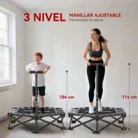 SPORTNOW Trampolín de Fitness Plegable 104 cm con Barra Ajustable en 3 Alturas Marco Metálico Reforzado y Bolsa 104x104x114 cm(m-5)