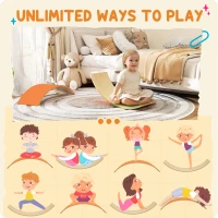 AIYAPLAY Wooden Balance Board for Kids, Wobble Board with Silent Felt for Sensory Play, Orange(m-6)