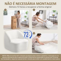 HOMCOM Poltrona Moderna Estofada em Borreguito Poltrona de Leitura Curvo com Almofadado Grosso 81x82x73,5 cm Creme(m-6)