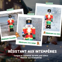 Outsunny Soldat casse-noisette gonflable de Noël 245 CM avec lumières LED et sceptre, intérieur et extérieur, multicolore(m-7)