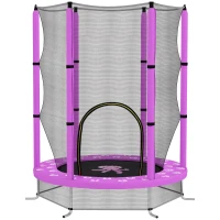 AIYAPLAY 4.6ft Toddler Trampoline w/ Safety Enclosure Net, for Indoor Outdoor Use, Ages 3-6 Years, Purple(m-1)