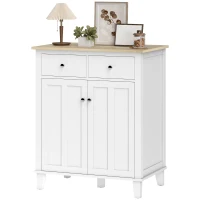HOMCOM Buffet de cuisine meuble de rangement pour chambre, salon bureau avec 2 portes 2 tiroirs 76 x 48 x 91 cm blanc(m-1)