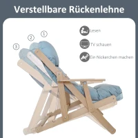 HOMCOM Akzentsessel, Relaxsessel, verstellbare Rückenlehne, Buchenholzrahmen, bis 120 kg, Hellgrau(m-4)