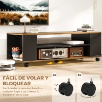 HOMCOM Mueble de TV Suspendido o de Pie con Ruedas 4 Estantes para Televisión de 55 Pulgadas 120x40x38,5 cm Nogal y Negro(m-6)