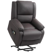 HOMCOM Poltrona Relax Alzapersona Reclinabile a 155° con 8 Punti Massaggio e Riscaldamento, Marrone(m-1)