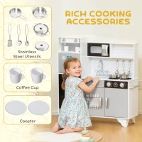 AIYAPLAY Kids Play Kitchen with Sound, Ice/Coffee Maker, Utensils, Microwave, Stainless Steel Utensils, for 3-6 Years(m-6)